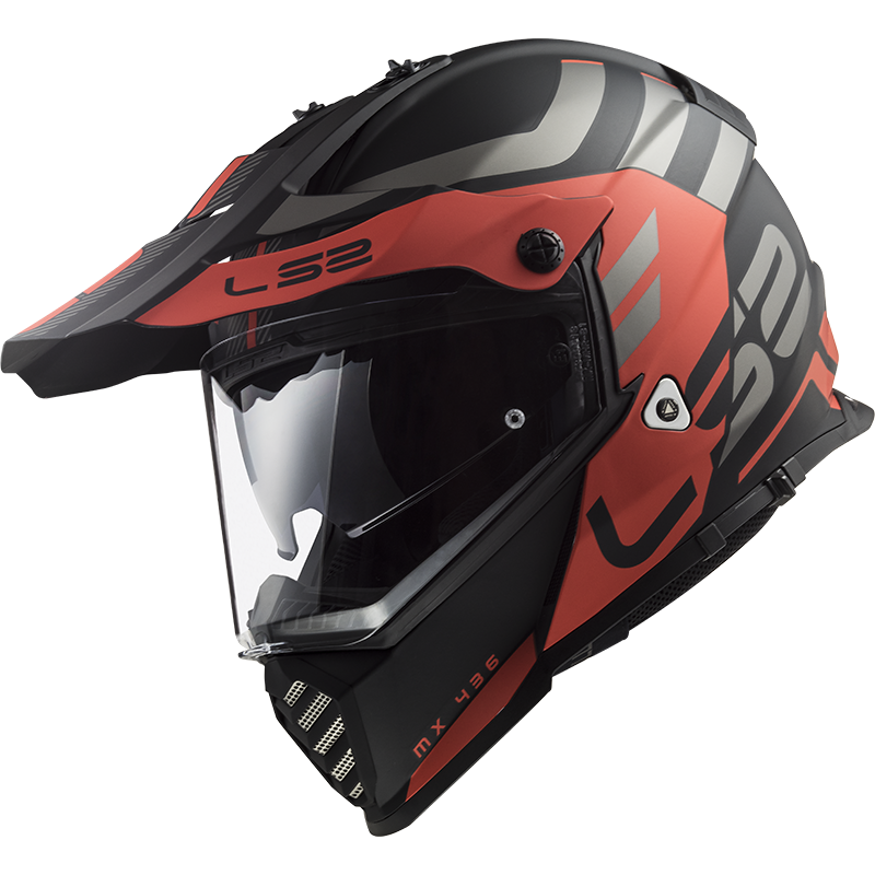 LS2 MX436 Pioneer EVO ADVENTURER Matt Black Red XS