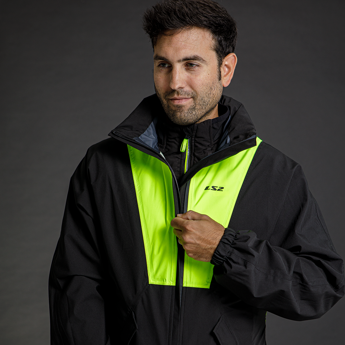 LS2 X-RAIN JACKET BLACK H-V YELLOW XXL (XL-2XL)