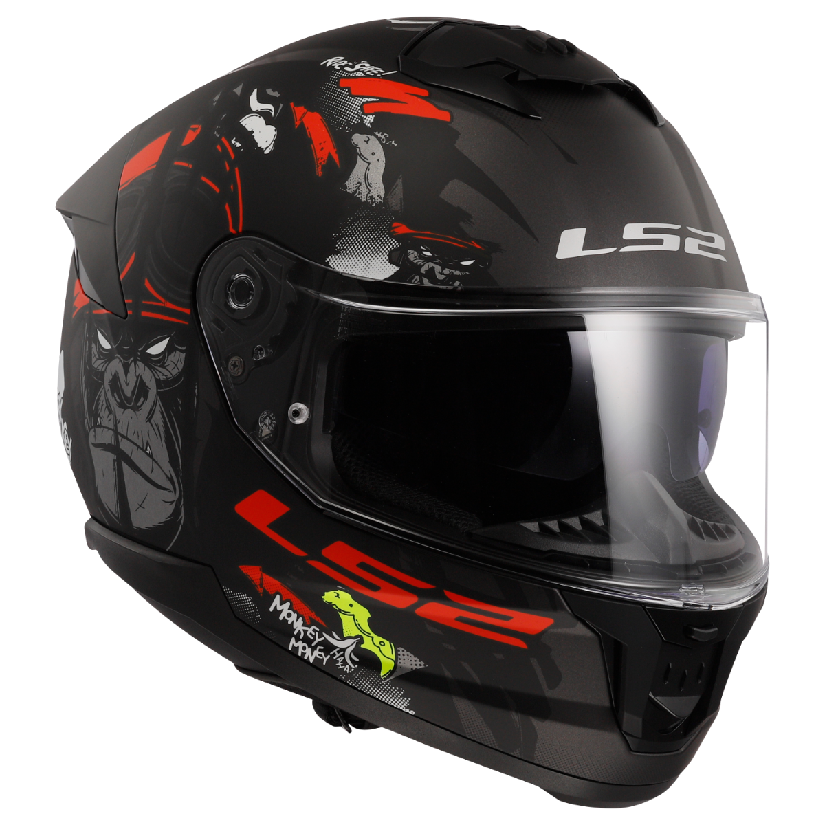 LS2 FF808 STREAM II ANGRY MONKEY M.BLACK RED-06 XXL