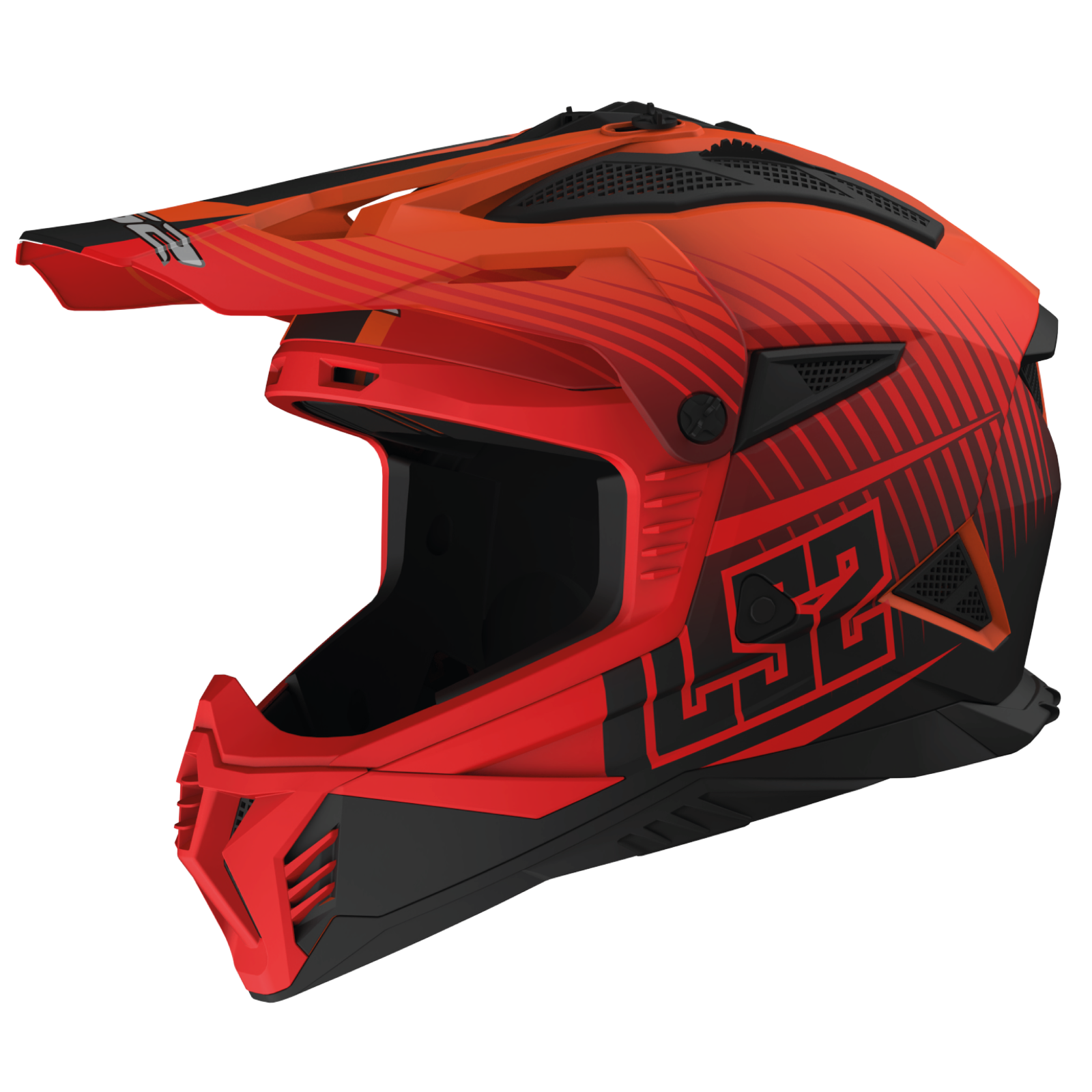 LS2 MX708 FAST II DUCK M.H-V ORANGE RED-06 L