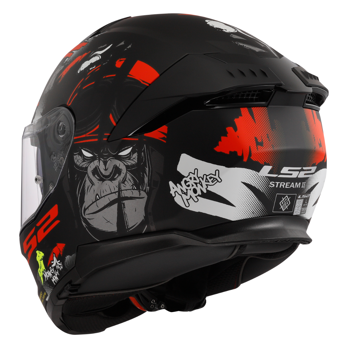 LS2 FF808 STREAM II ANGRY MONKEY M.BLACK RED-06 XXL