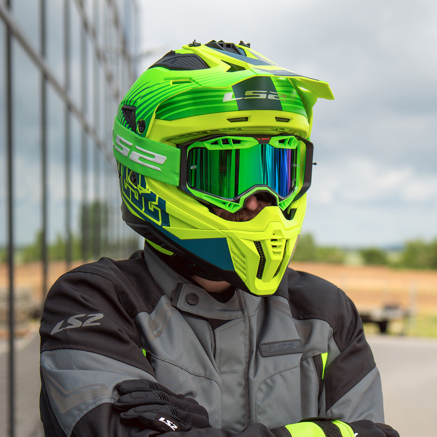 LS2 MX708 FAST II DUCK M.H-V GREEN H-V YELL.-06 XS