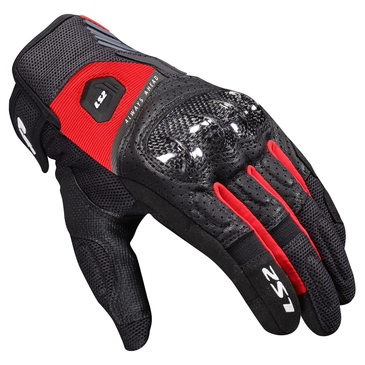 LS2 ATOM MAN GLOVES BLACK RED