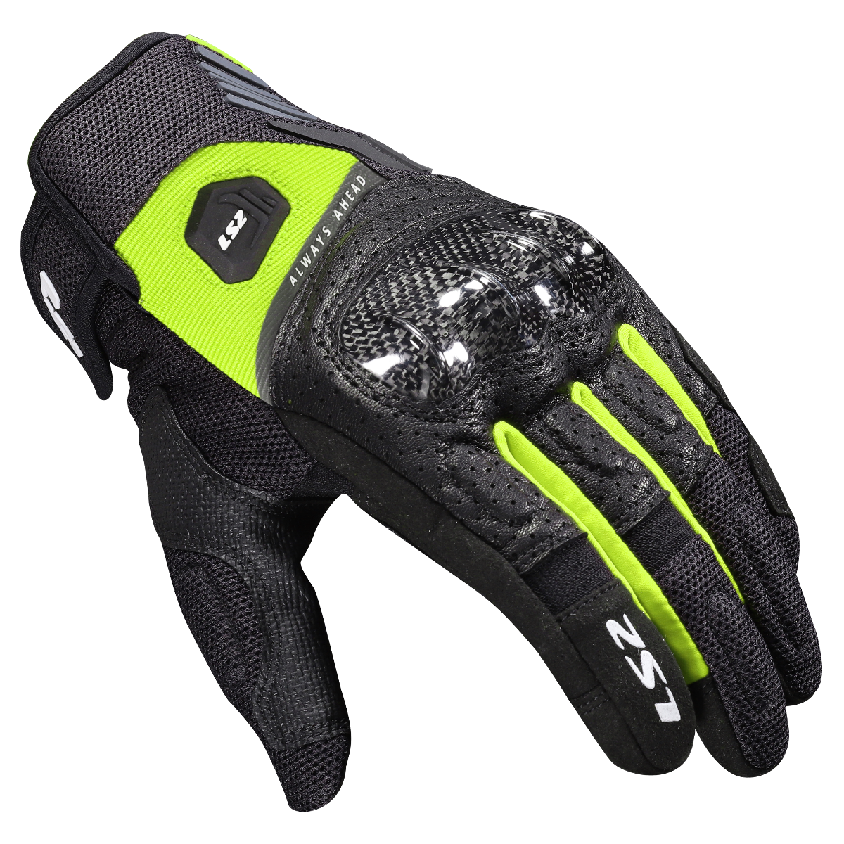 LS2 ATOM MAN GLOVES BLACK H-V YELLOW