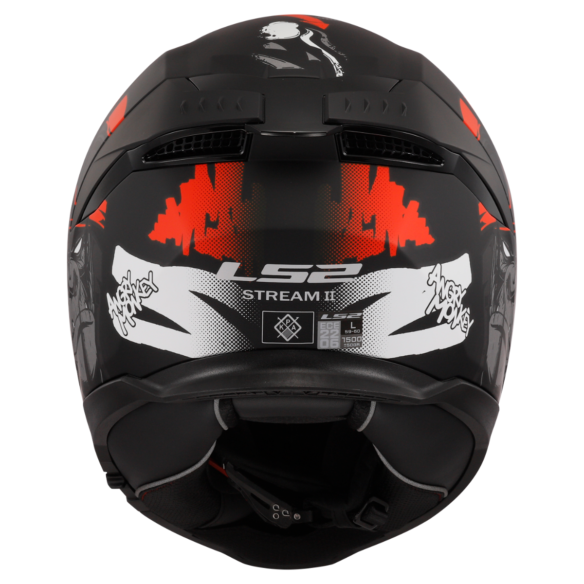 LS2 FF808 STREAM II ANGRY MONKEY M.BLACK RED-06 XXL
