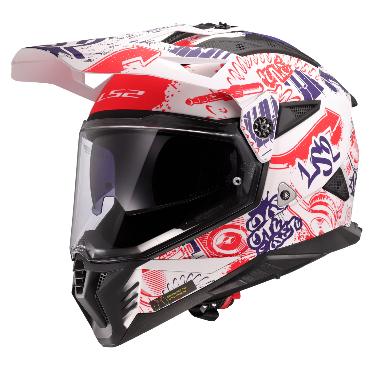 LS2 MX702 PIONEER II FANTASY WHITE RED BLUE-06 L