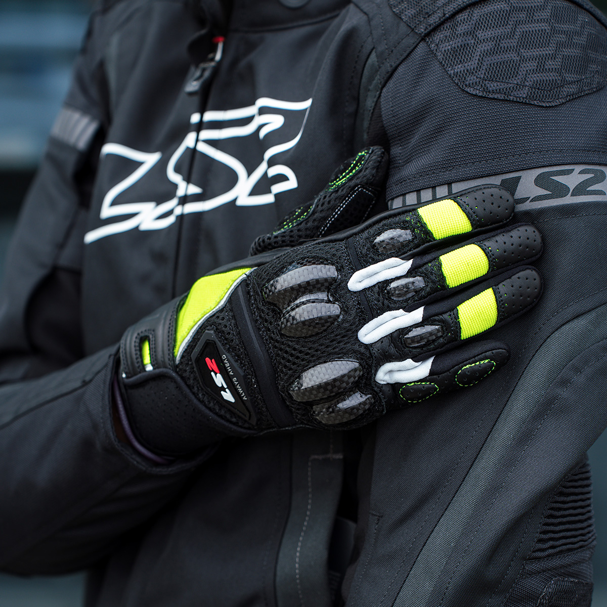 LS2 SPARK 2 AIR MAN GLOVES BLACK H-V YELLOW XXL