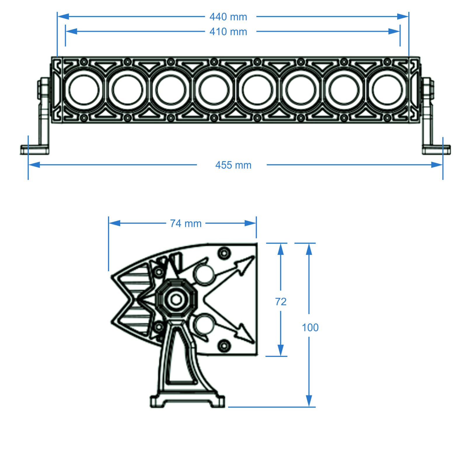 SHARK LED Light Bar 17" with Halo Ring, CREE LED, 80W