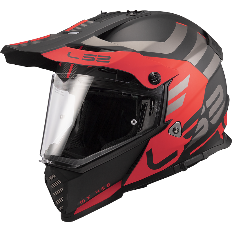 LS2 MX436 Pioneer EVO ADVENTURER Matt Black Red XS