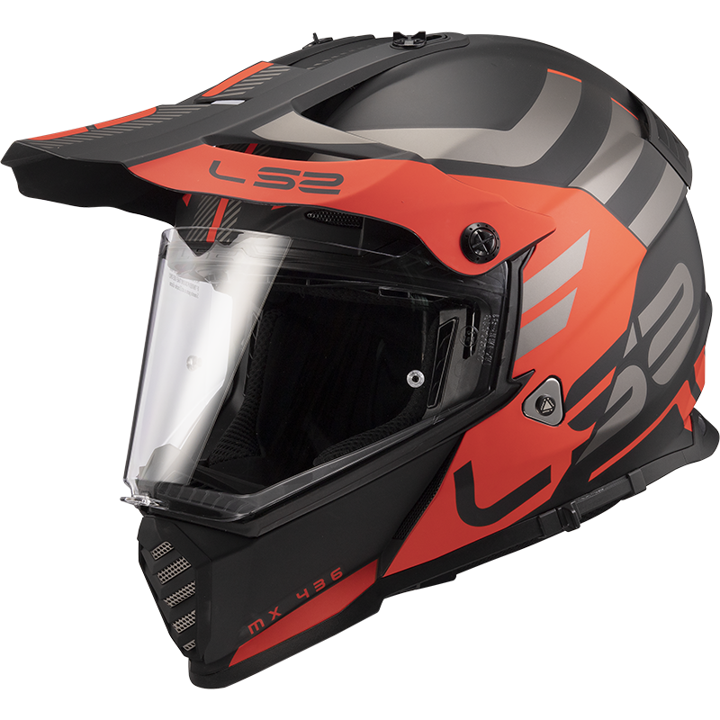 LS2 MX436 Pioneer EVO ADVENTURER Matt Black Orange XS