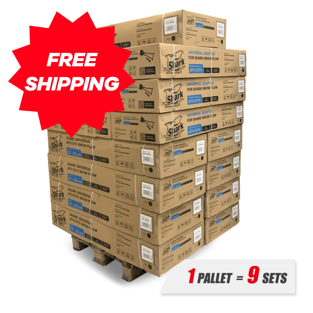 PALLET OF SHARK SNOW PLOW 52" (132cm) DELUXE WITH QUICK ATTACH ADAPTER 9 SETS