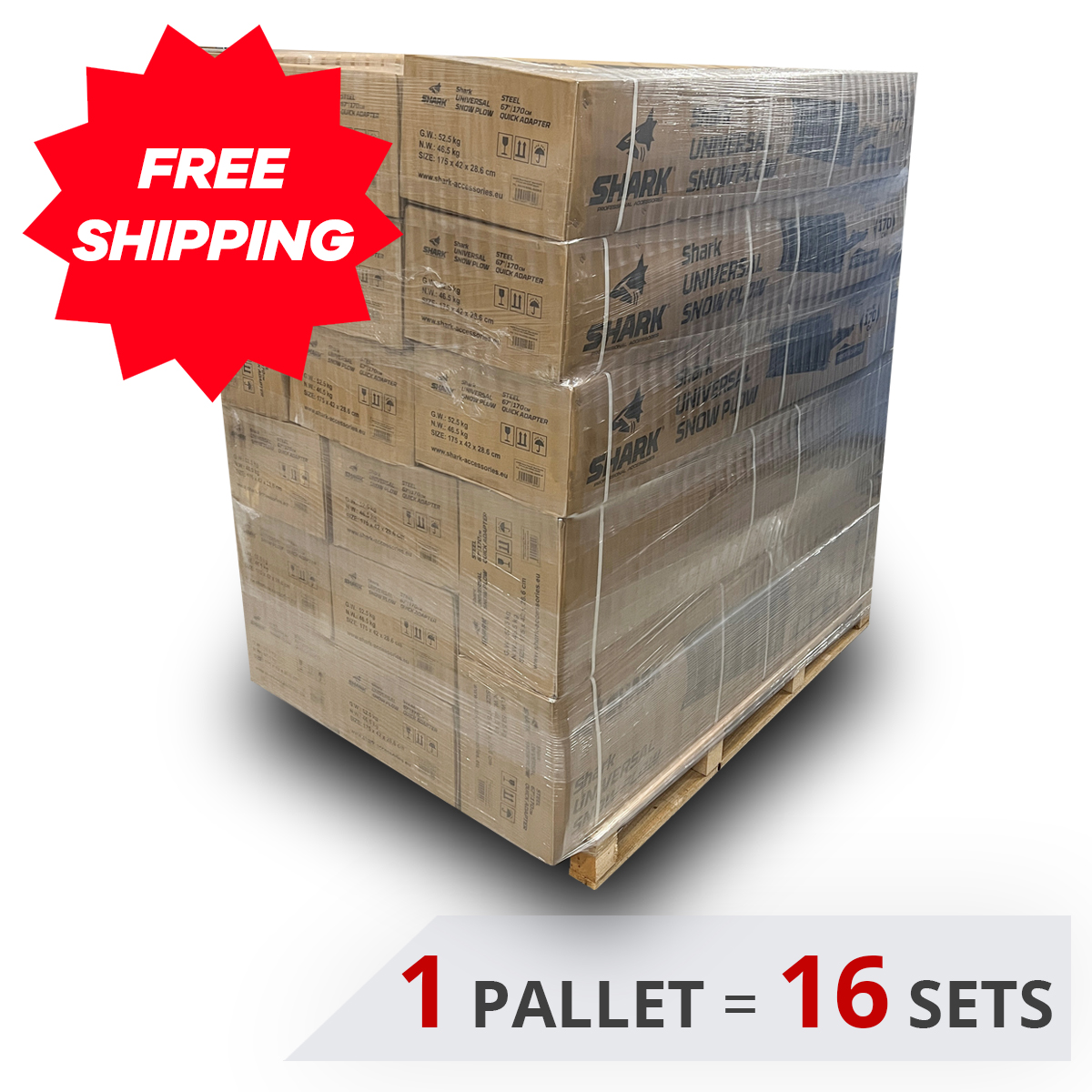 PALLET OF SHARK STEEL PLOW 59" (150cm) WITH ADAPTERS 16 SETS