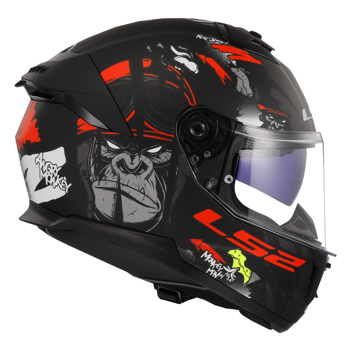 LS2 FF808 STREAM II ANGRY MONKEY M.BLACK RED-06 XXL