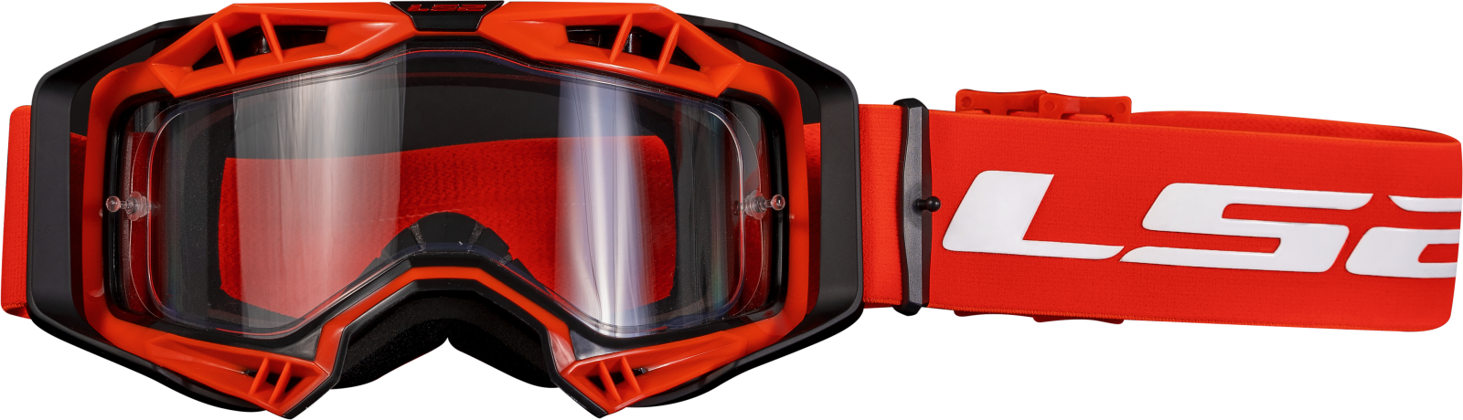 LS2 AURA ENDURO SERIES GOGGLE BLACK RED WITH CLEAR VISOR