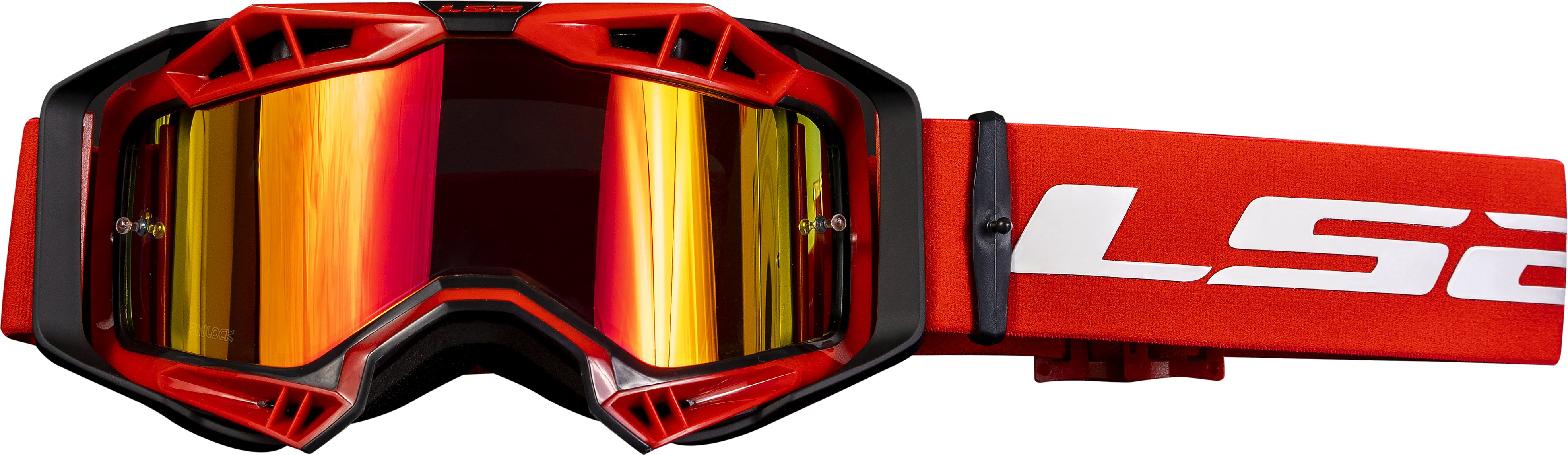 LS2 AURA PRO GOGGLE BLACK RED WITH IRIDIUM VISOR