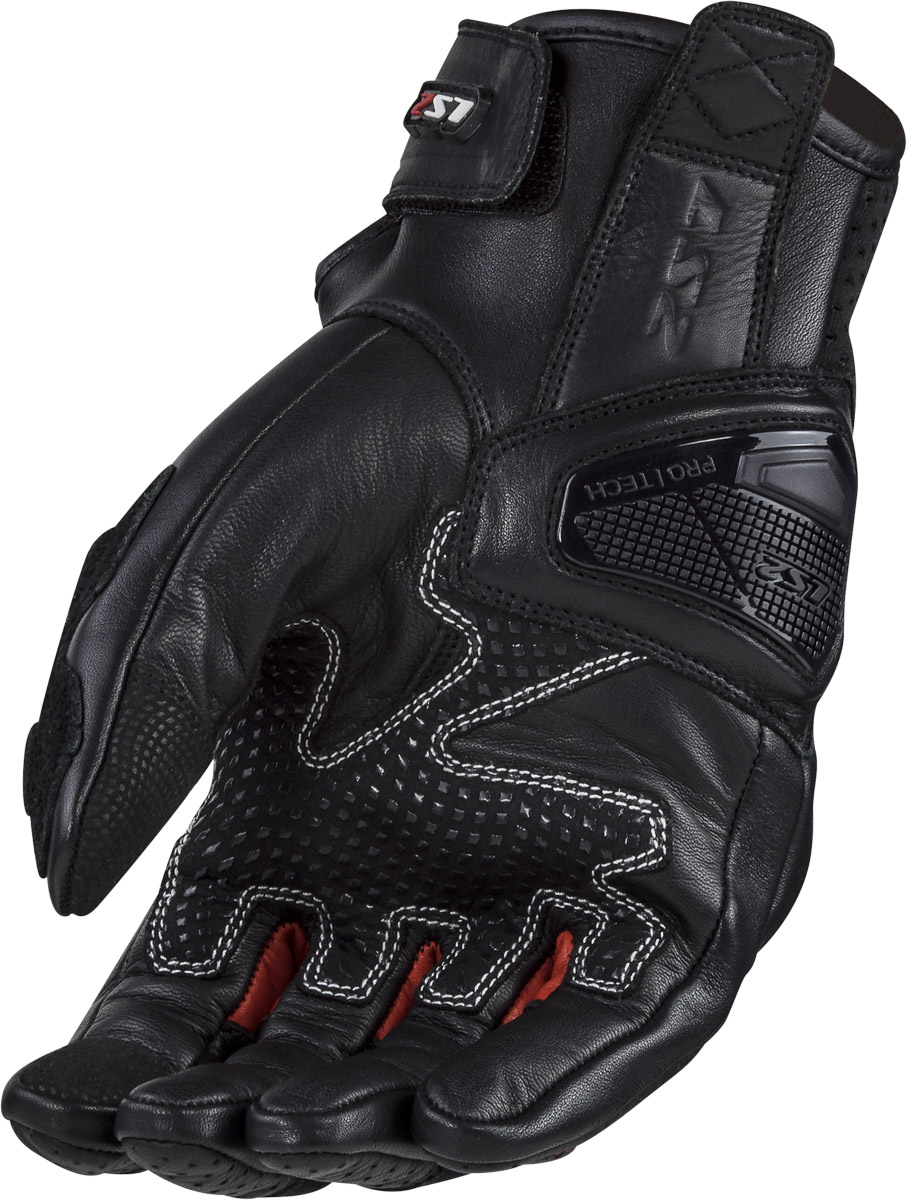 LS2 SPARK 2 LEATHER MAN GLOVES BLACK RED