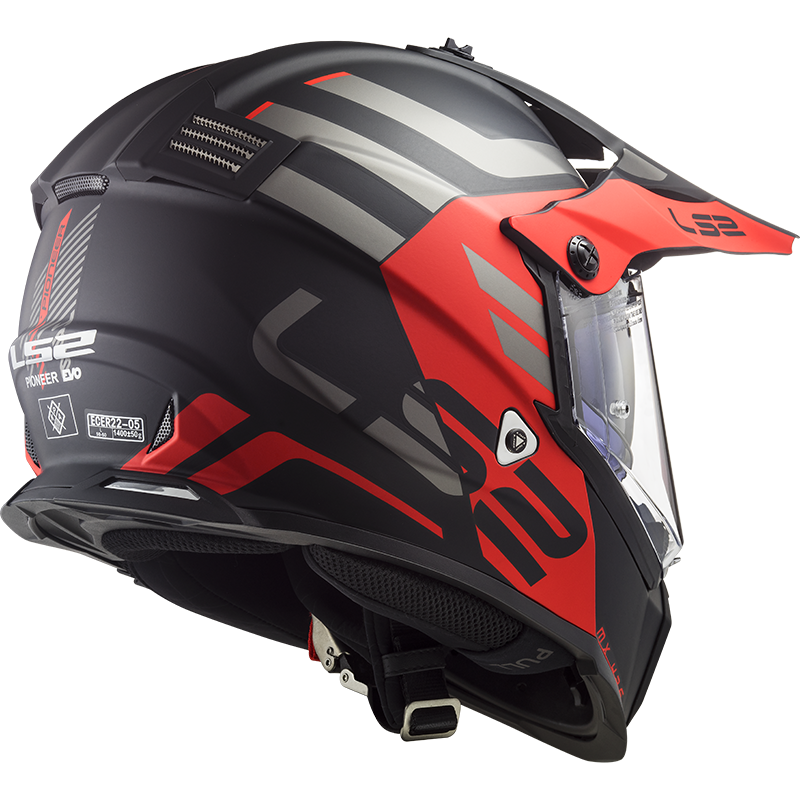 LS2 MX436 Pioneer EVO ADVENTURER Matt Black Red XS