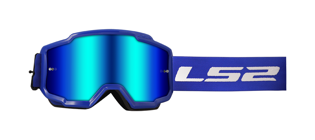 LS2 CHARGER GOGGLE BLUE WITH IRIDIUM VISOR