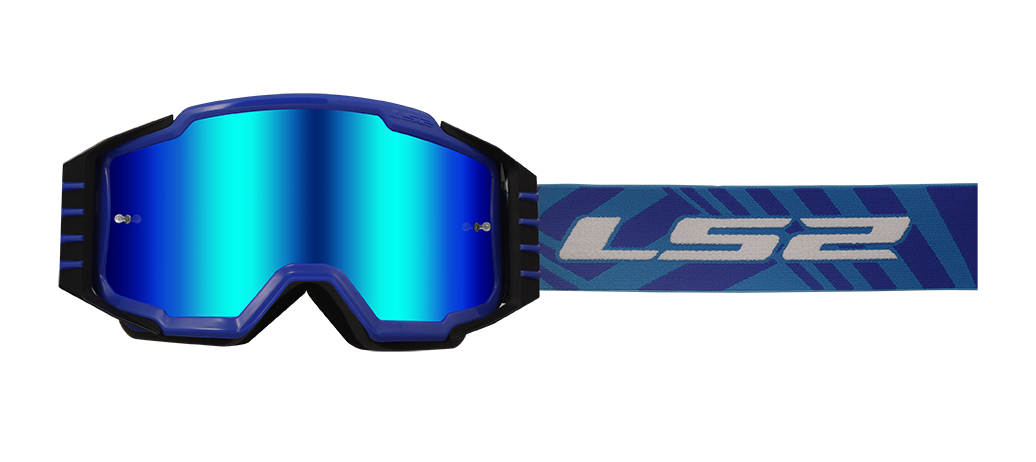 LS2 CHARGER PRO GOGGLE BLUE WITH IRIDIUM VISOR