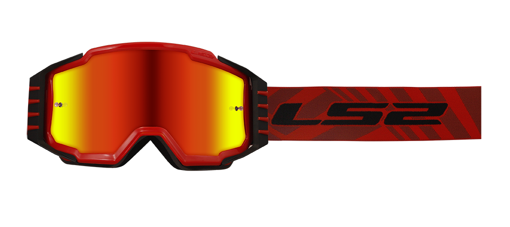 LS2 CHARGER PRO GOGGLE RED WITH IRIDIUM VISOR