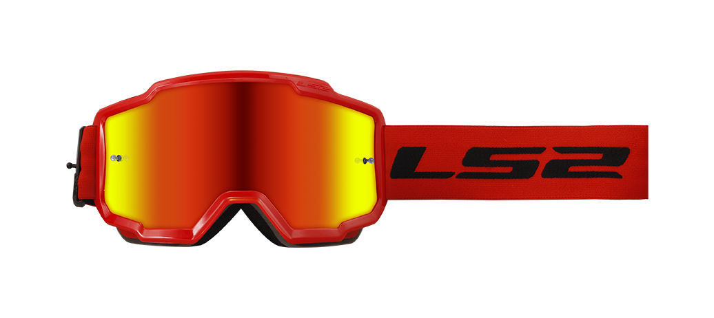LS2 CHARGER GOGGLE RED WITH IRIDIUM VISOR