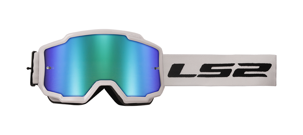 LS2 CHARGER GOGGLE WHITE WITH H-V GREEN IRID.VISOR