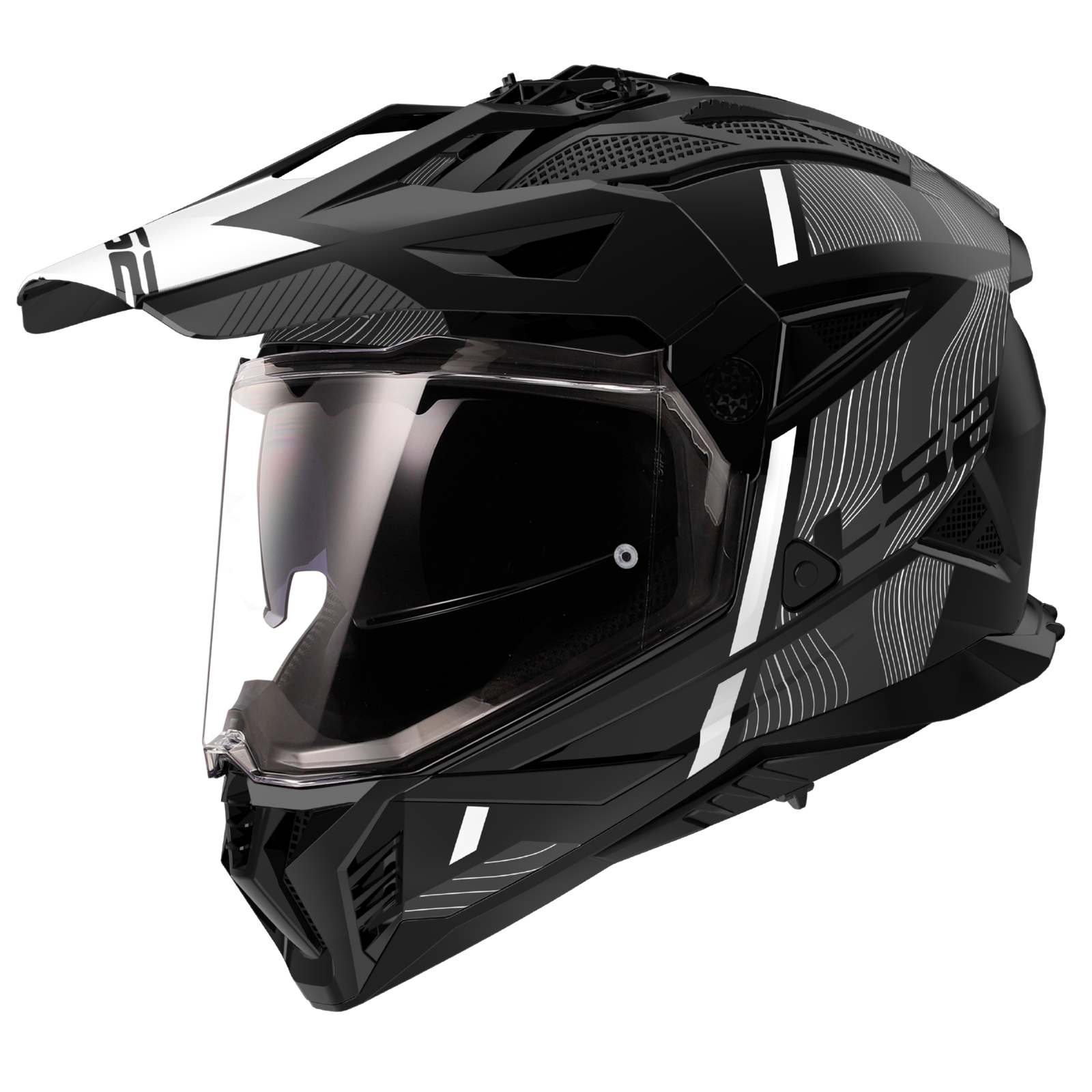 LS2 MX702 PIONEER II HILL MATT BLACK WHITE-06 L
