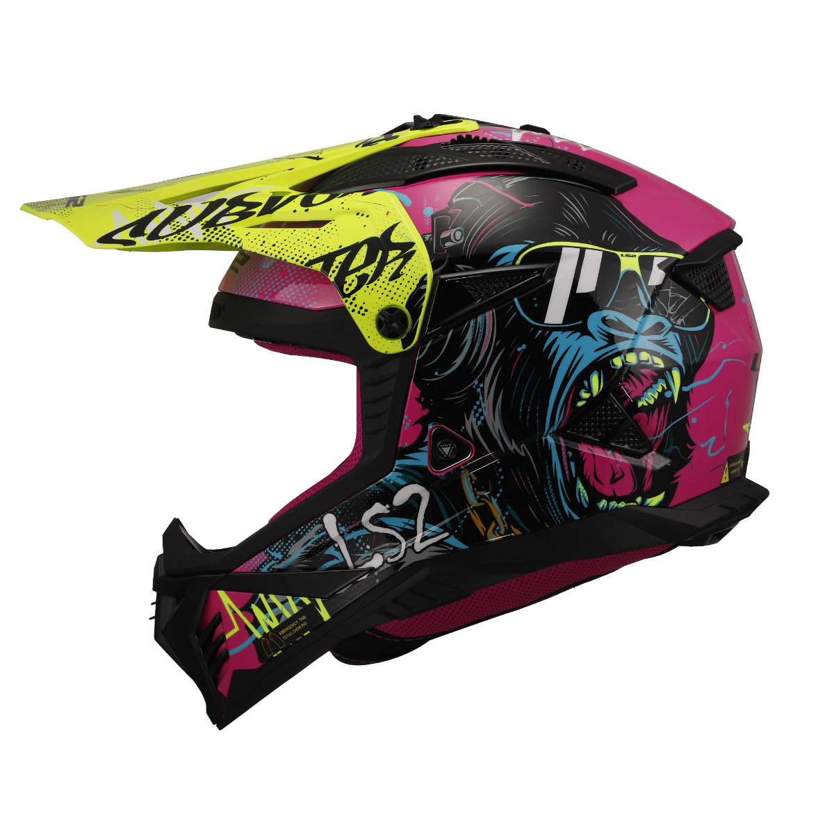 LS2 MX708 FAST II GORILLA PURPLE H-V YELLOW-06 S