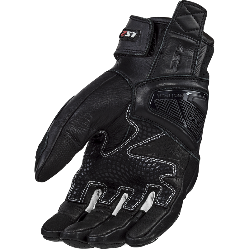 LS2 SPARK 2 LEATHER MAN GLOVES BLACK WHITE XXL