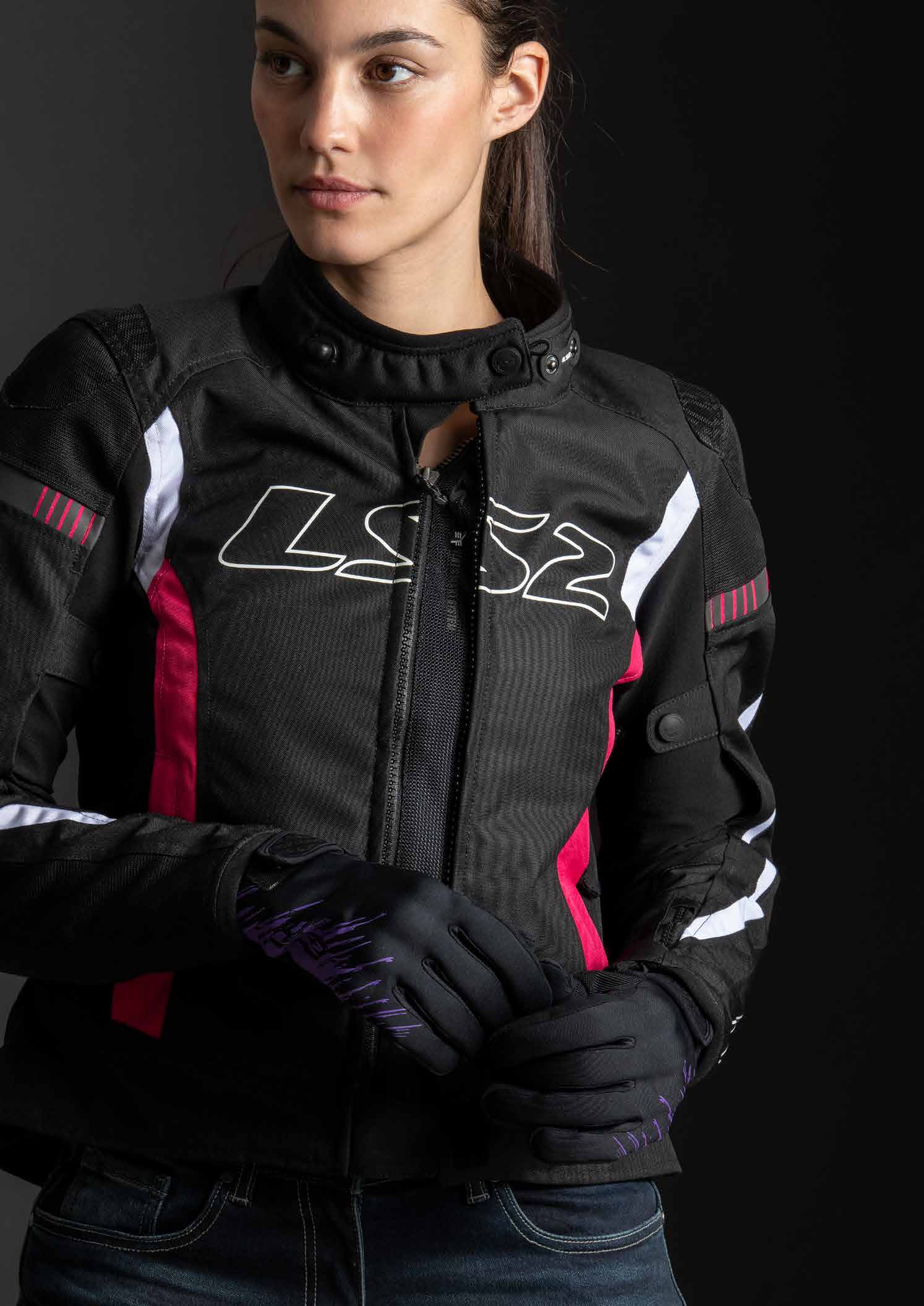LS2 GATE LADY JACKET BLACK PINK
