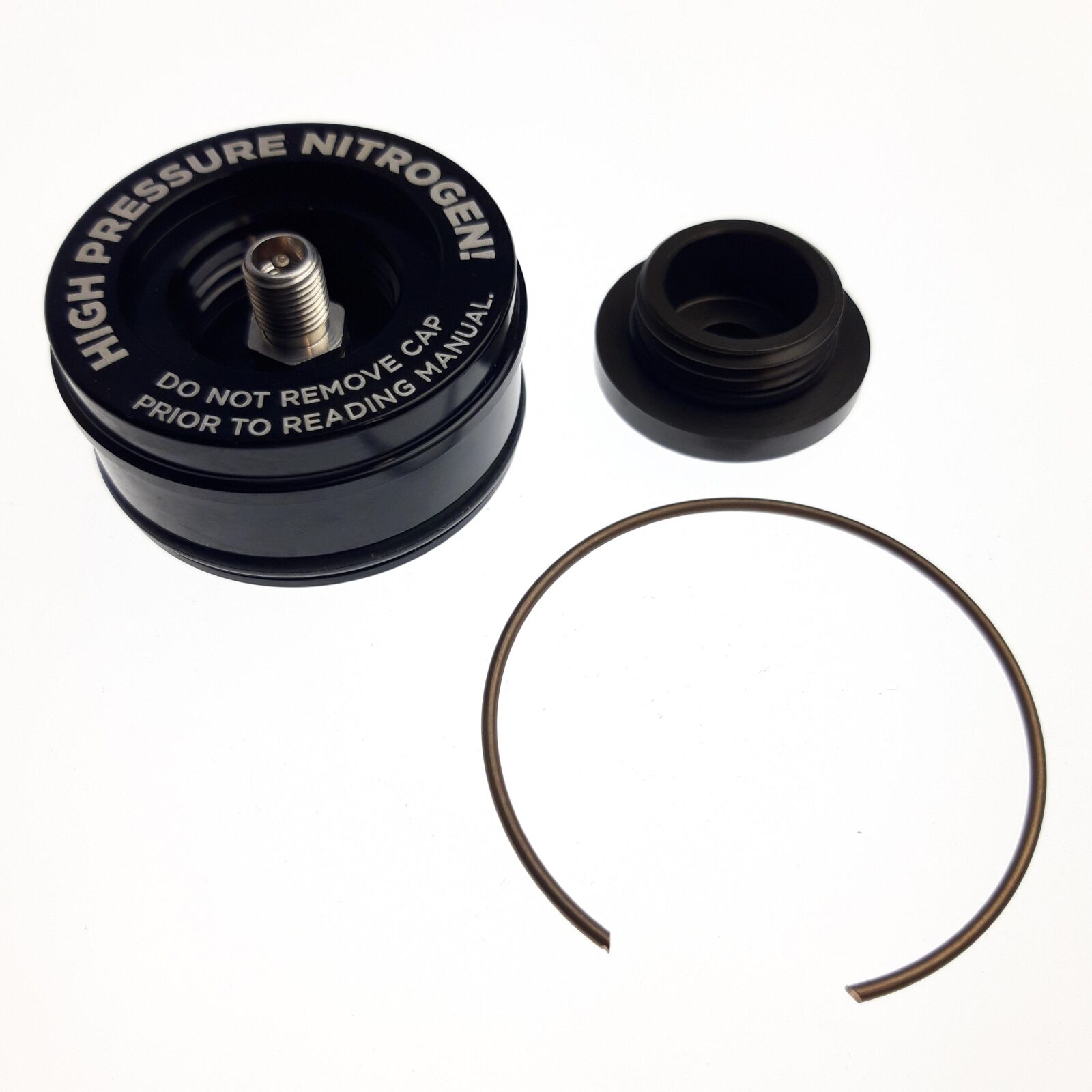 Reservoir End Cap Assembly:(1.834 Bora)Al6061, Black Ano II, Laser Etch Warning, Threaded