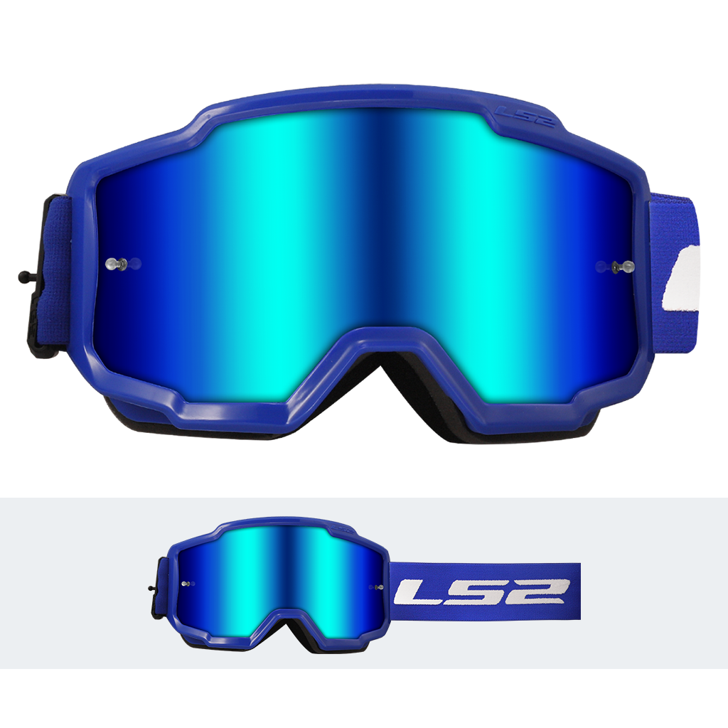 LS2 CHARGER GOGGLE BLUE WITH IRIDIUM VISOR