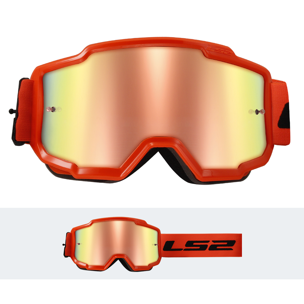 LS2 CHARGER GOGGLE H-V ORANGE WITH IRIDIUM VISOR