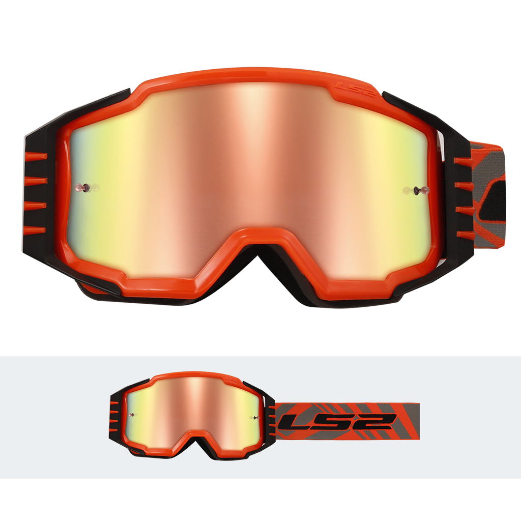 LS2 CHARGER PRO GOGGLE H-V ORANGE WITH IRIDIUM VISOR