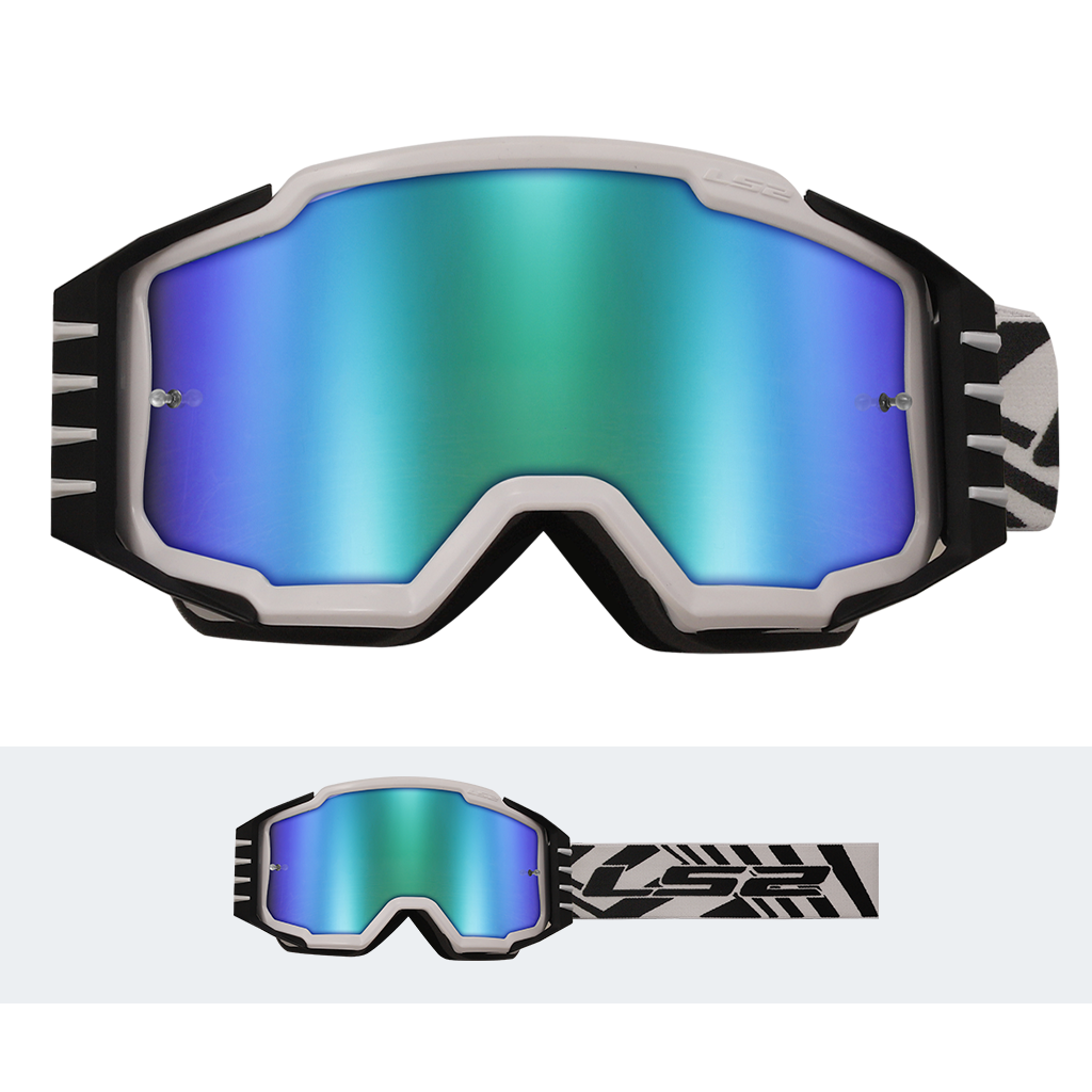 LS2 CHARGER PRO GOGGLE WHITE WITH IRIDIUM VISOR