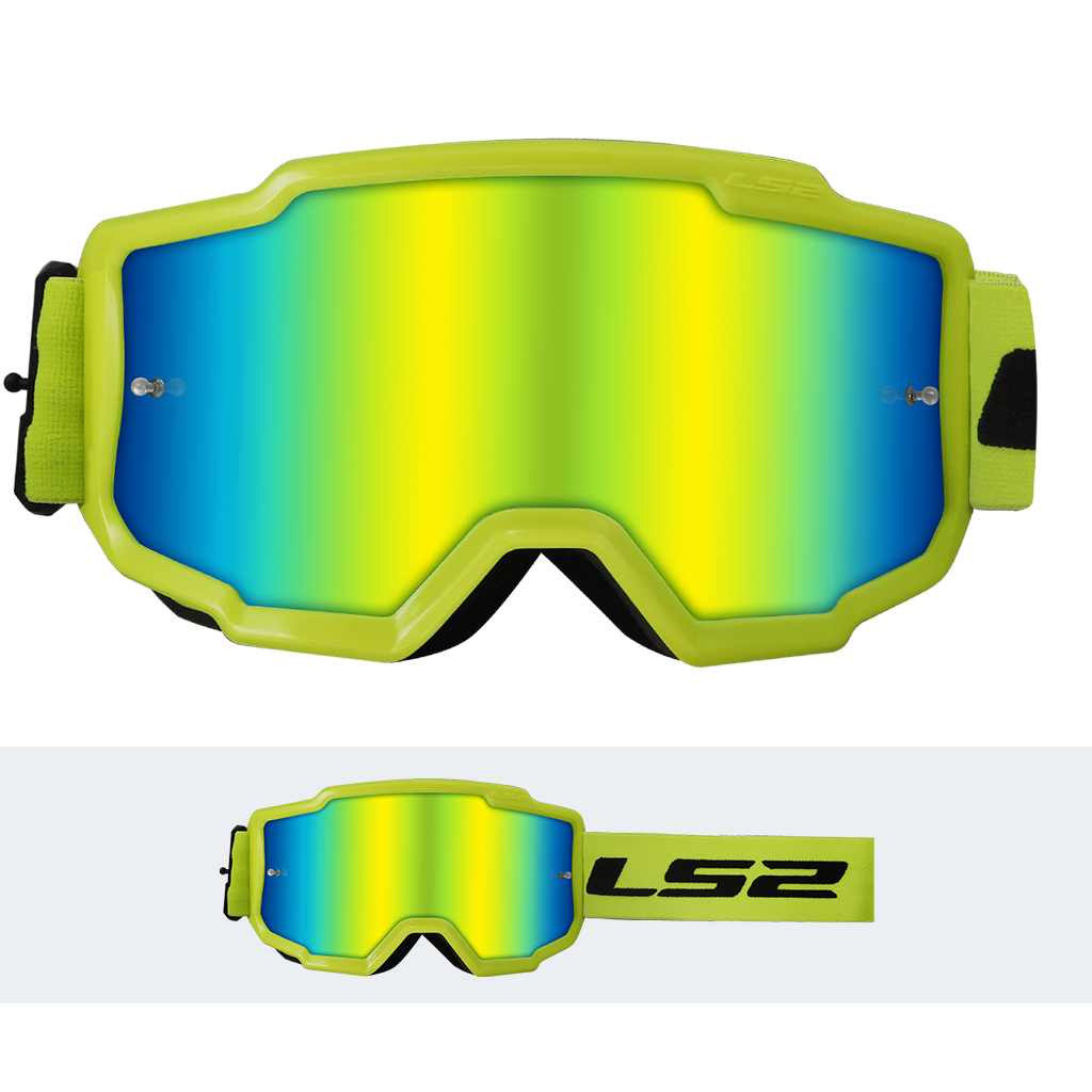 LS2 CHARGER GOGGLE H-V YELLOW WITH IRIDIUM VISOR