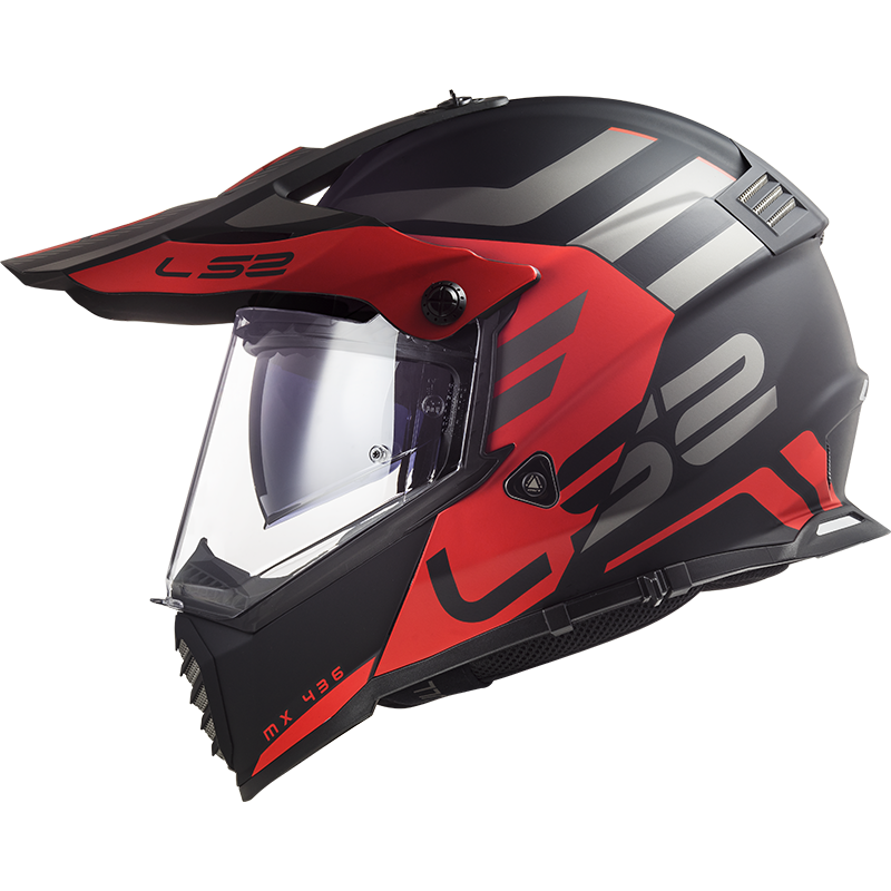 LS2 MX436 Pioneer EVO ADVENTURER Matt Black Red