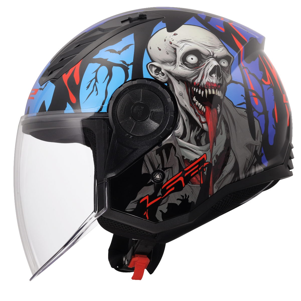 LS2 OF616 AIRFLOW II ZOMBIE II BLACK RED BLUE-06