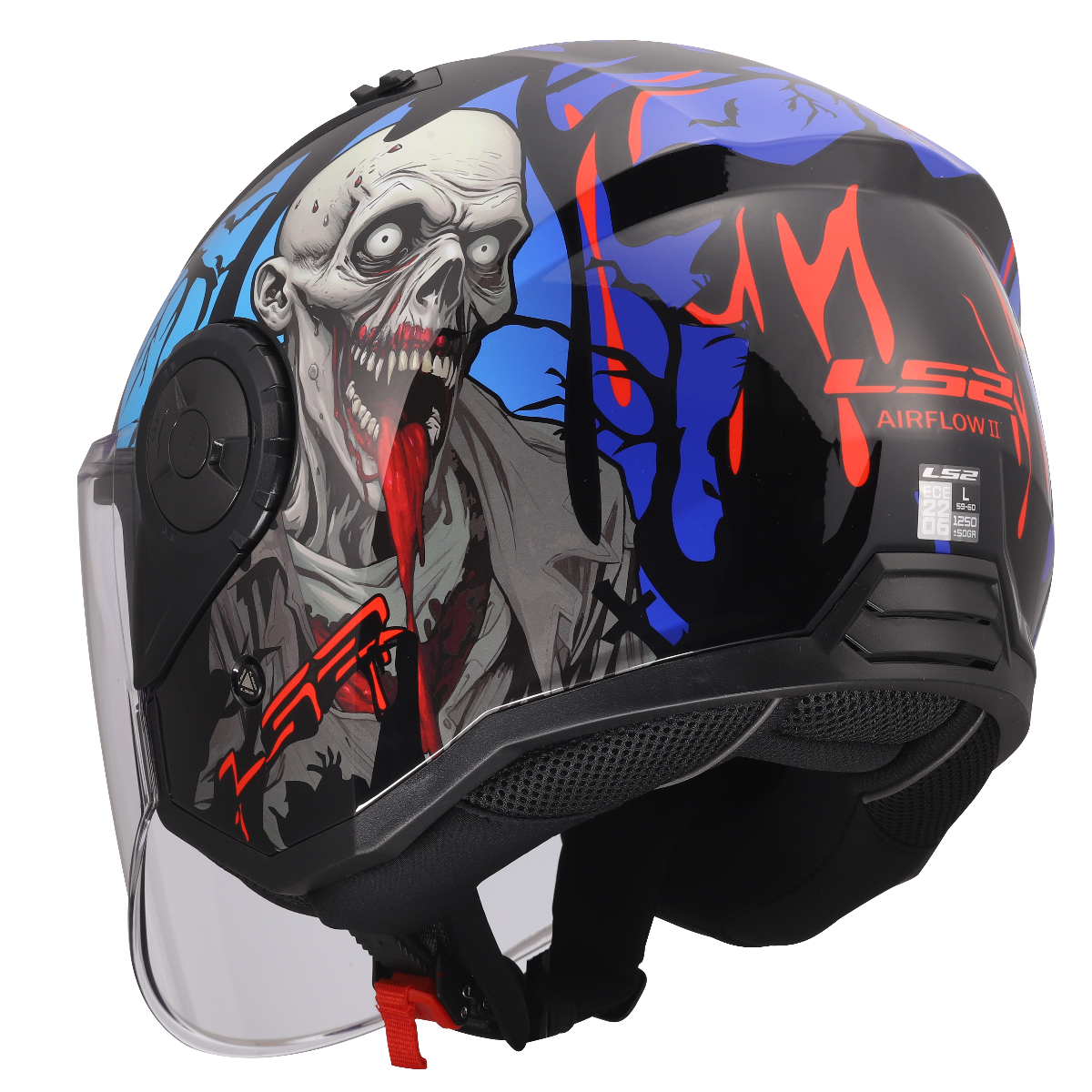 LS2 OF616 AIRFLOW II ZOMBIE II BLACK RED BLUE-06