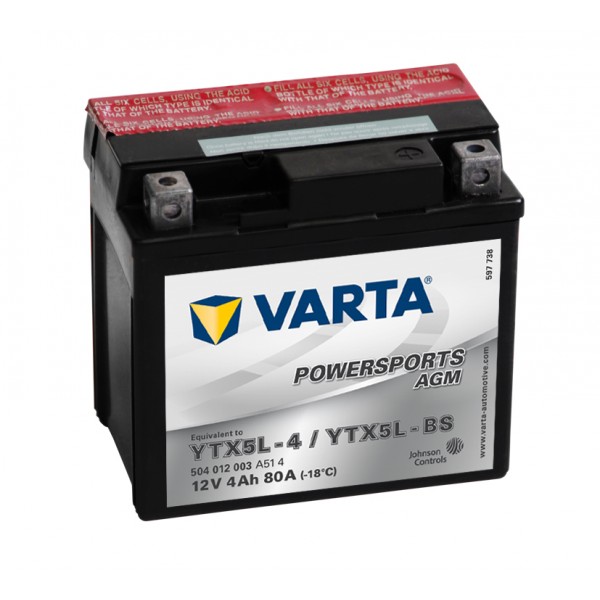 Varta 12V/4Ah moto LF, YTX5L-4/YTX5L-BS Access DRR,TGB Bullet